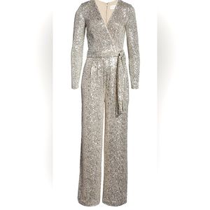Eliza J silver Sequin jumpsuit